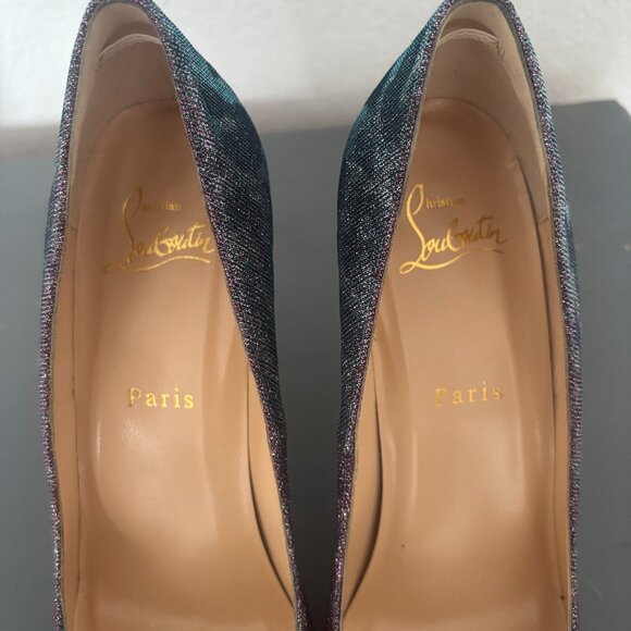 Exclusive Christian Louboutin Pigalle Follies 100 Glitter Plume pointed-toe pump - Picture 4 of 6